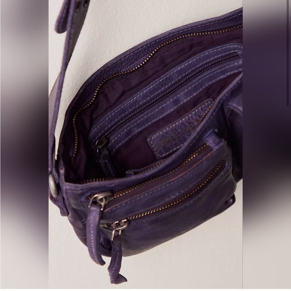 Free People- Plum Wade Leather Sling Bag - Picture 4 of 9